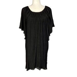 T Bags Los Angeles Women Black Gauze Short Sleeve Dress Flutter Sleeves size XS